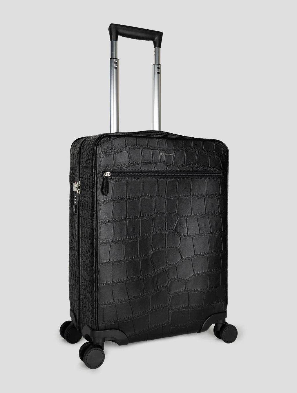 Kiton Black Leather Crocodile Trolley 2