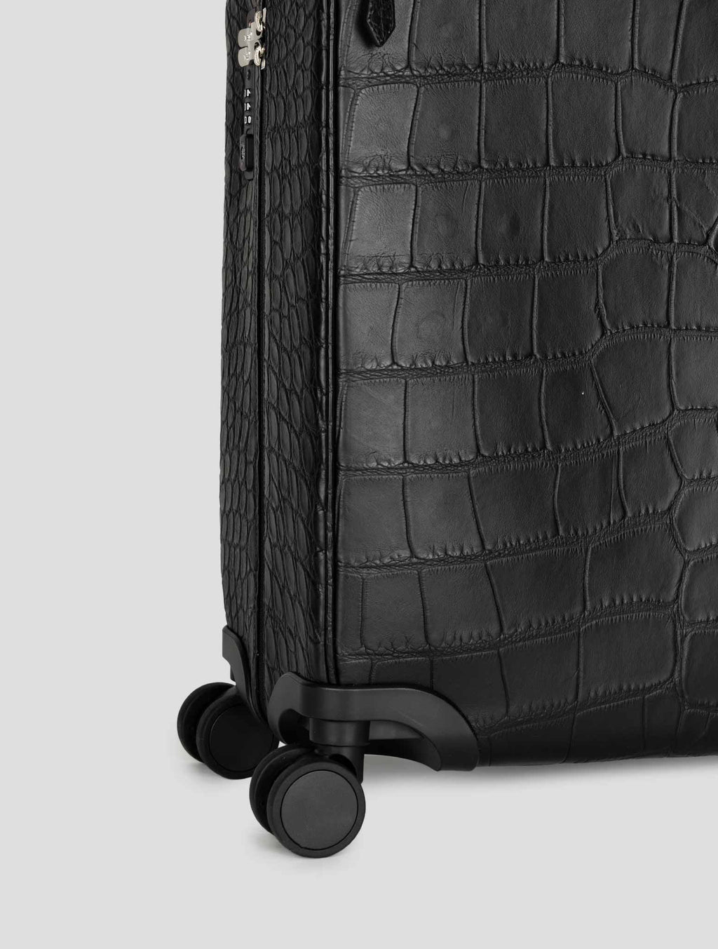 Kiton Black Leather Crocodile Trolley 4