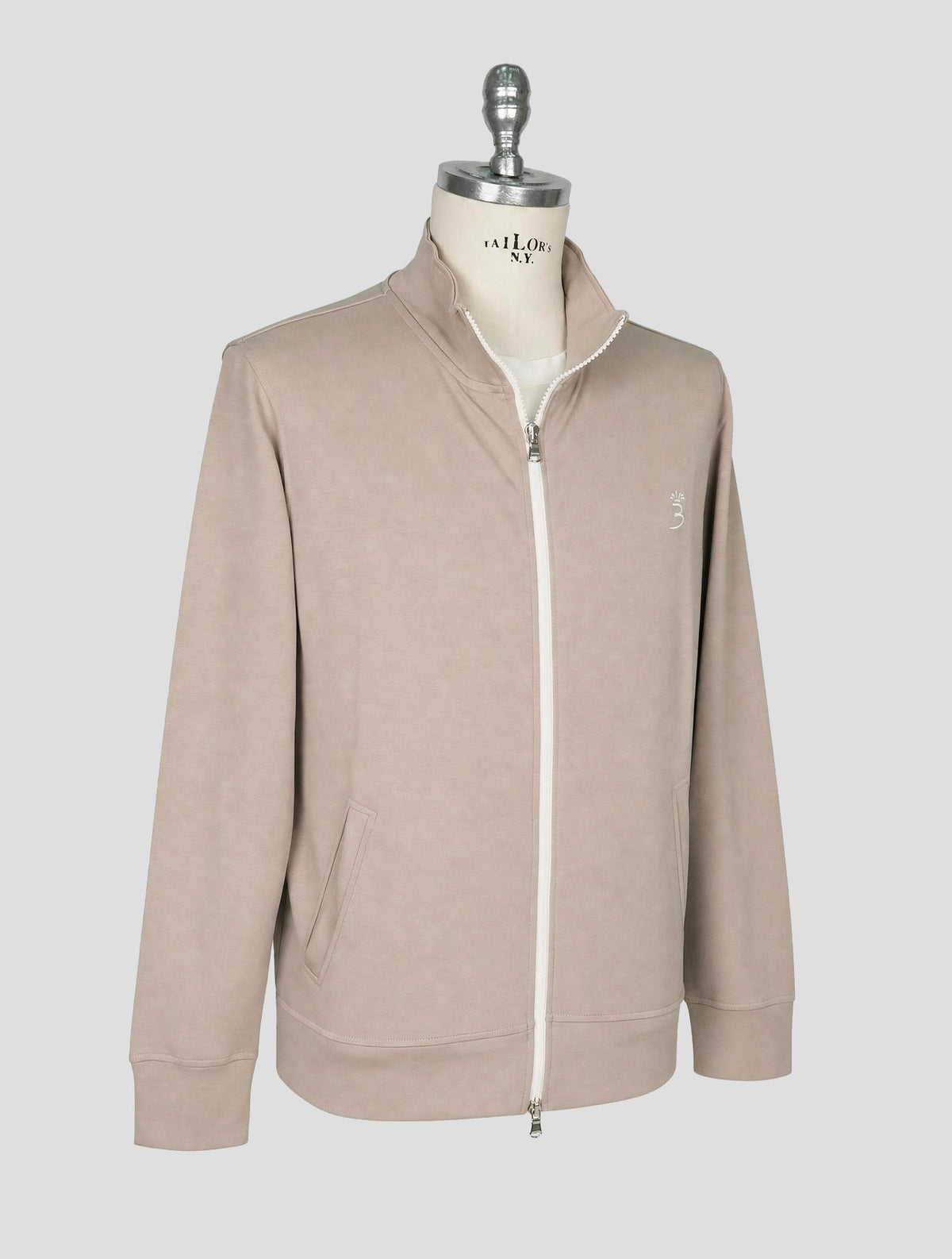 Barba Napoli Taupe Cotton Pa Sweater Full Zip 2