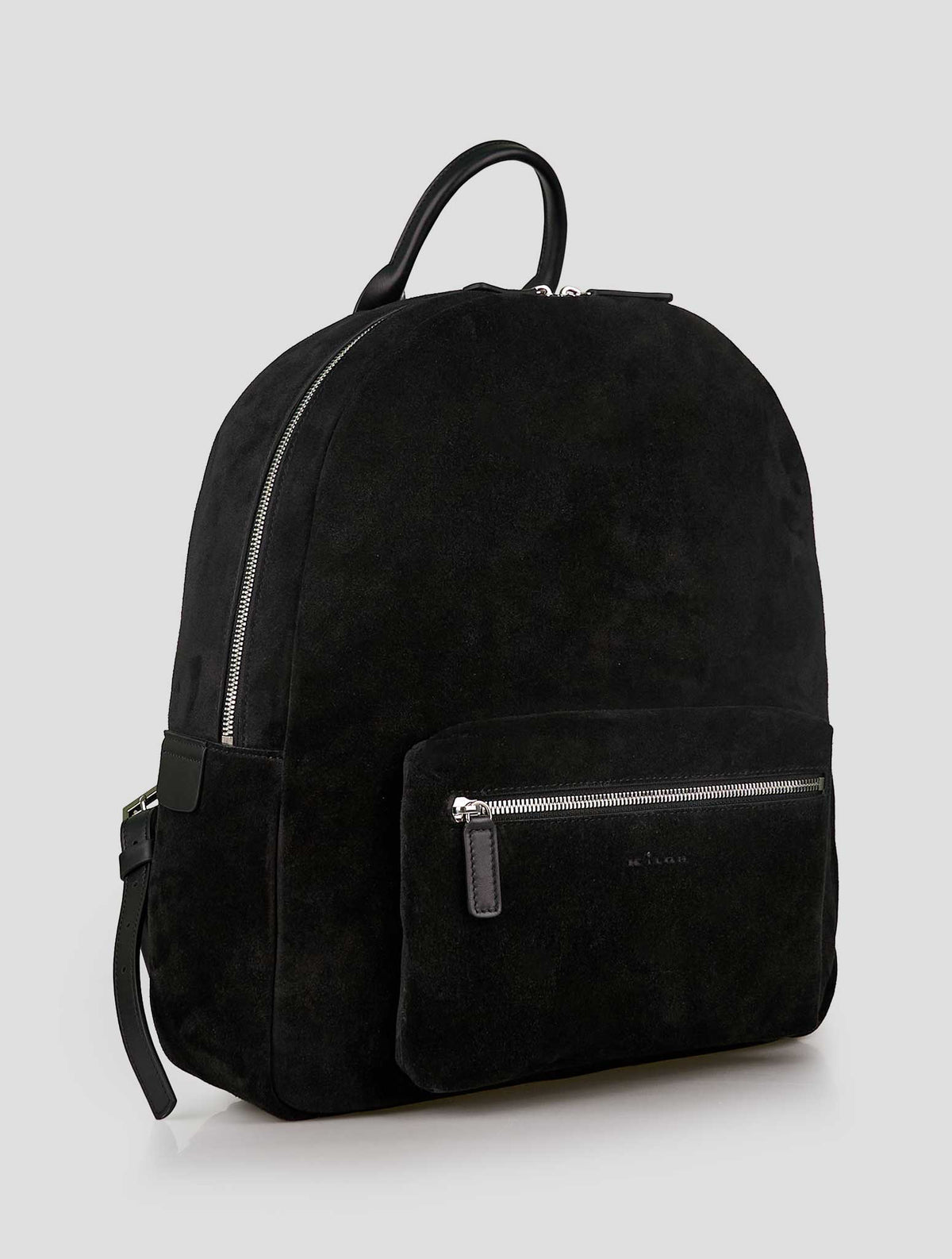 Kiton Black Leather Suede Backpack 2