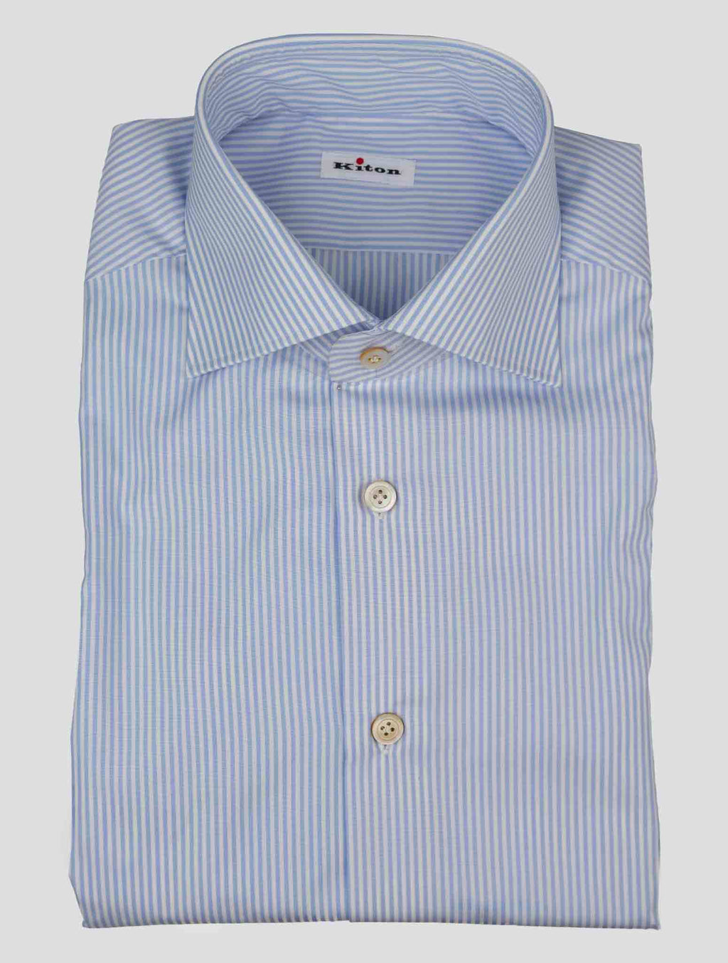 Kiton Light Blue White Cotton Shirt 1