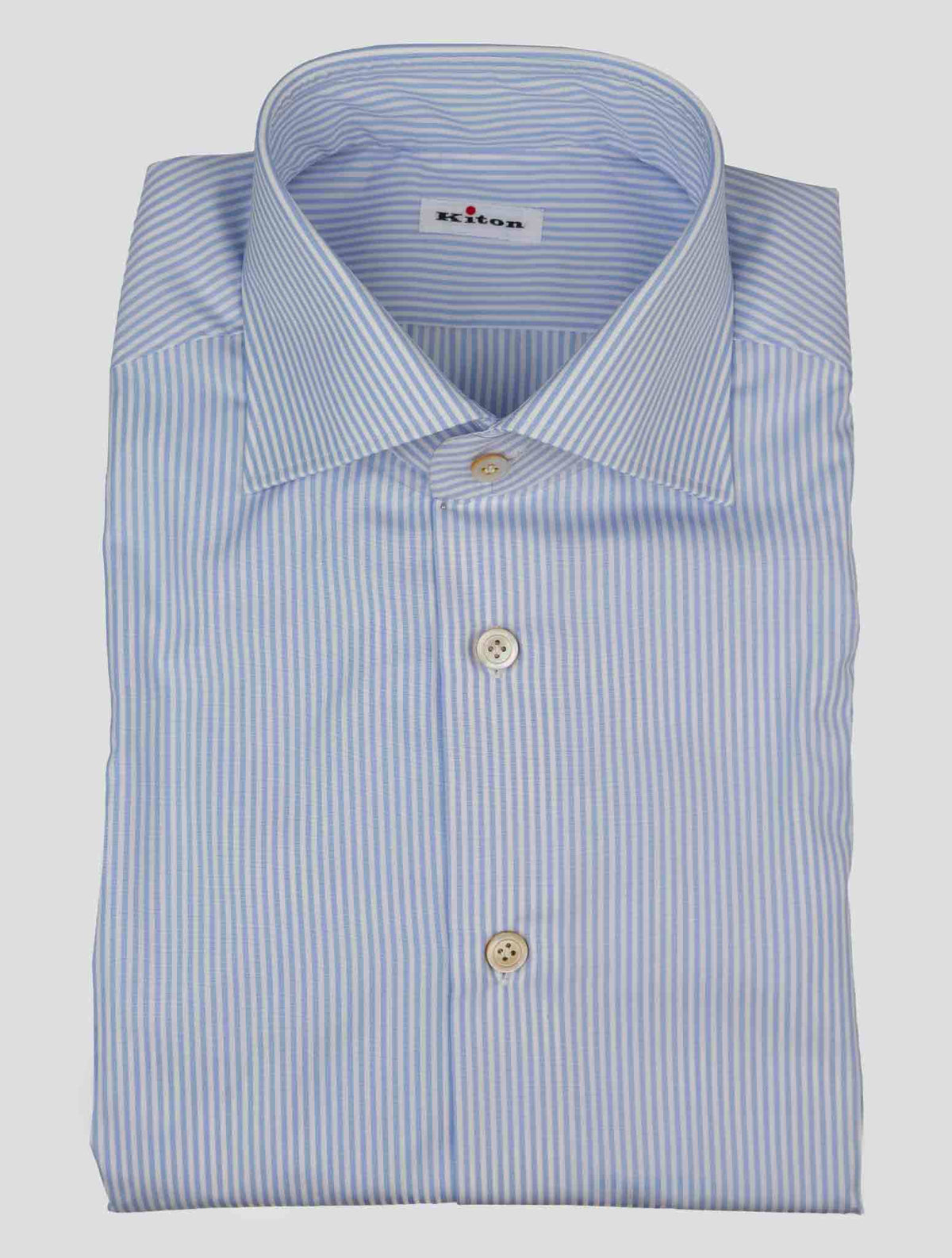 Kiton Light Blue White Cotton Shirt 1