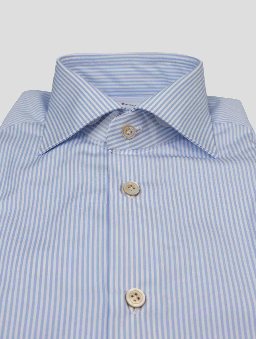 Kiton Light Blue White Cotton Shirt 2