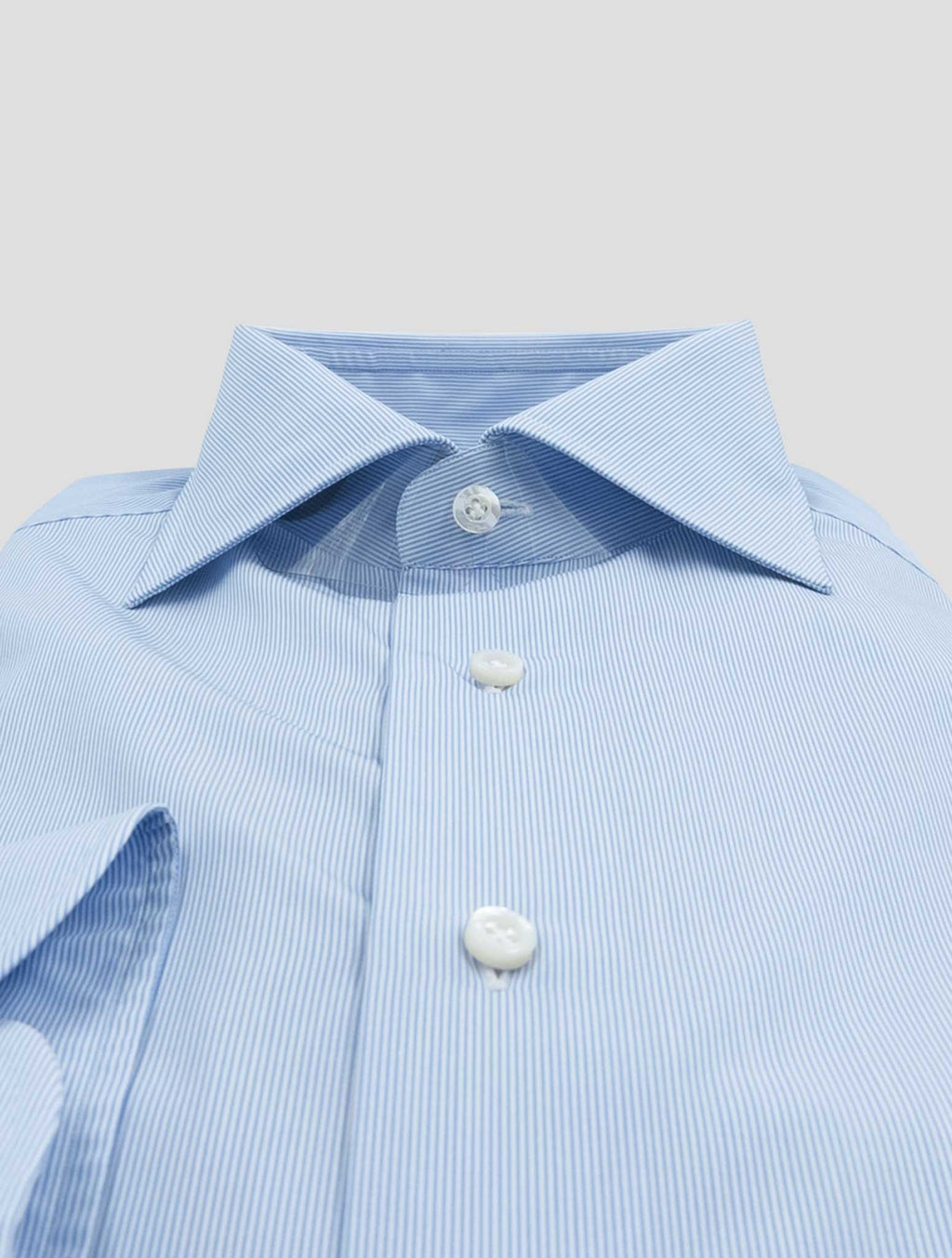 Isaia Light Blue  White  Cotton Shirt 2