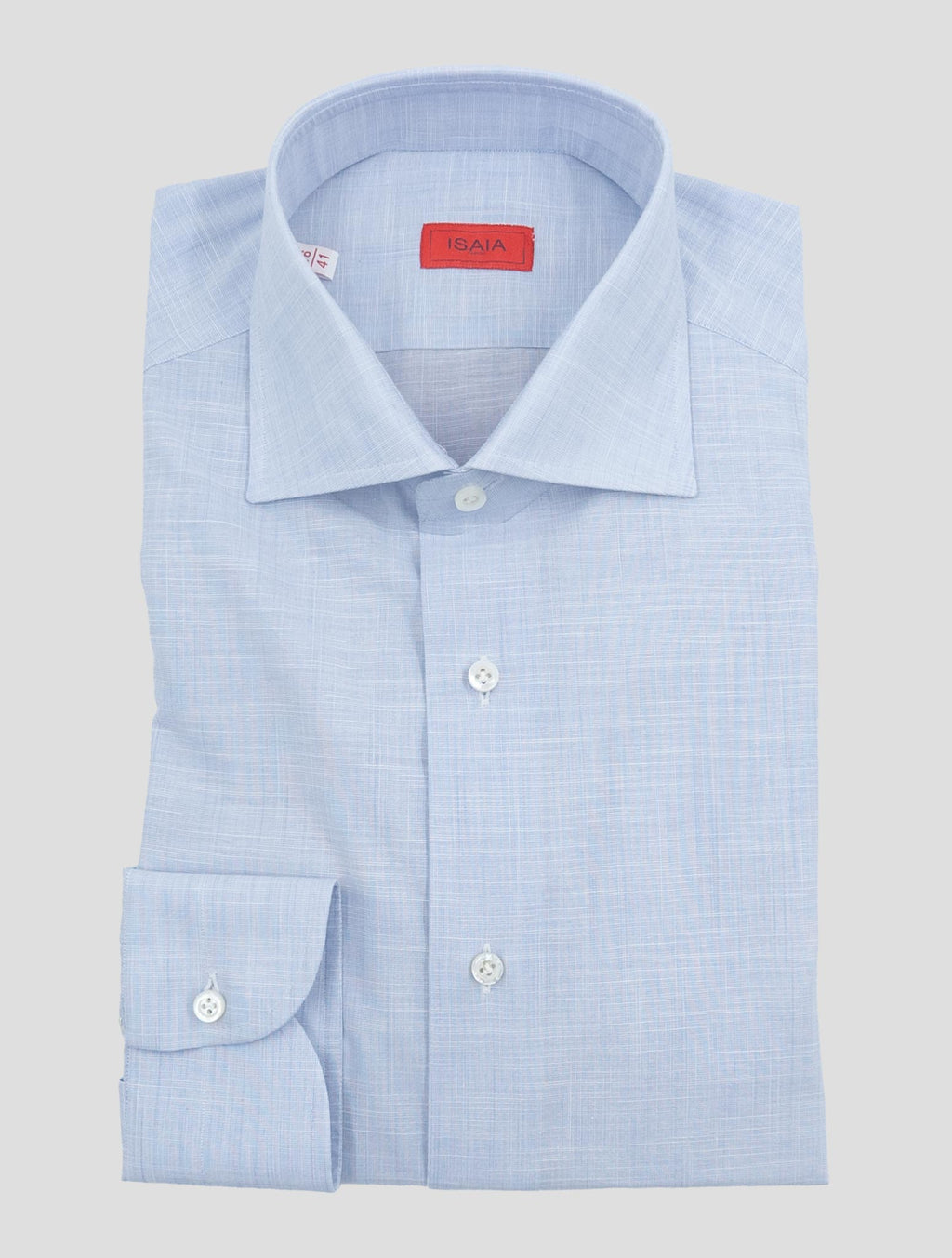 Isaia Light Blue Cotton Shirt 1