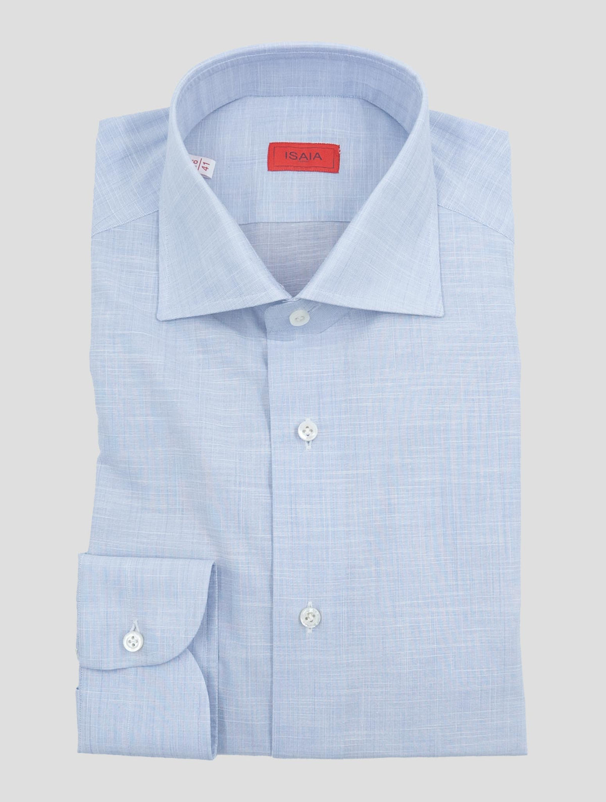 Isaia Light Blue Cotton Shirt 1