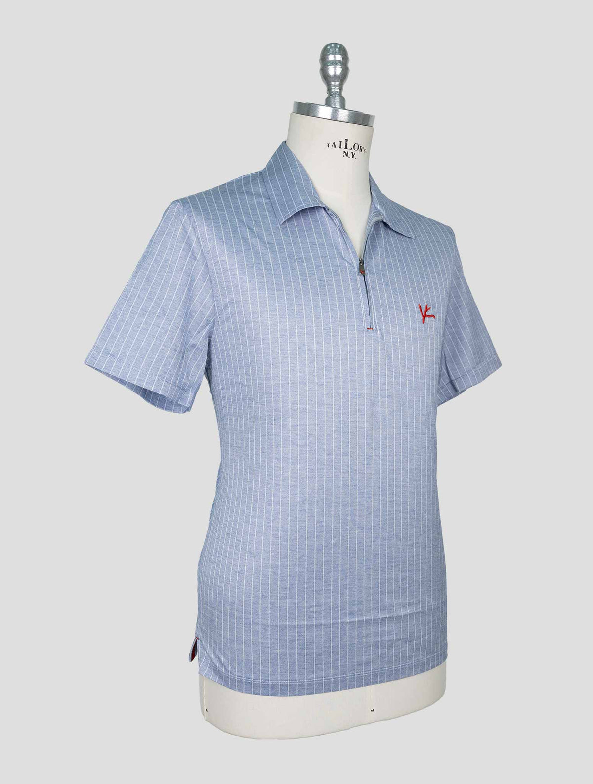 Isaia Light Blue White Cotton Polo 2