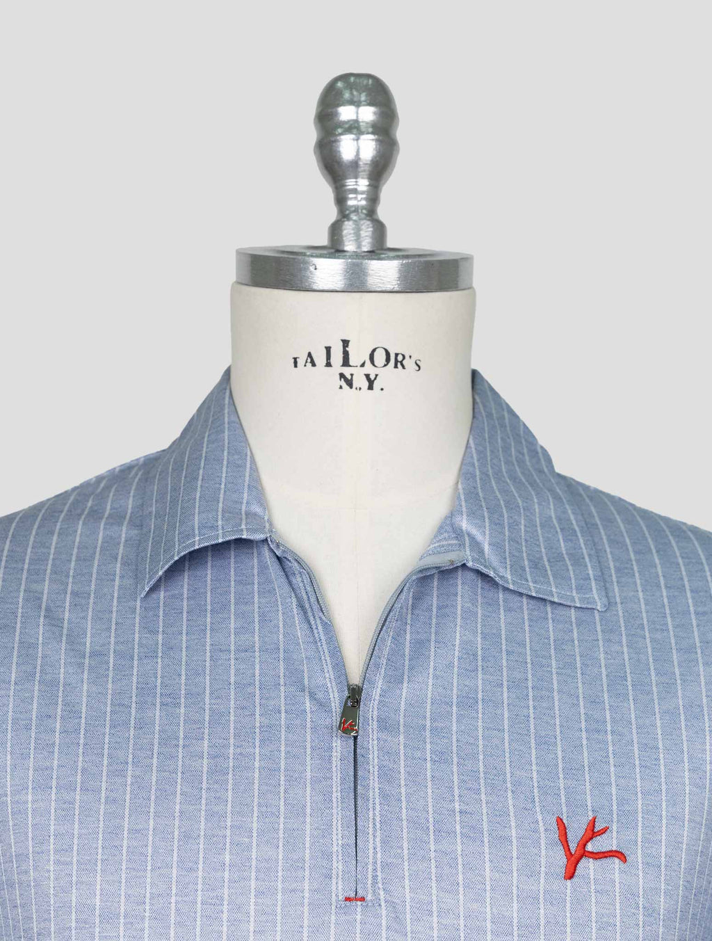 Isaia Light Blue White Cotton Polo 4