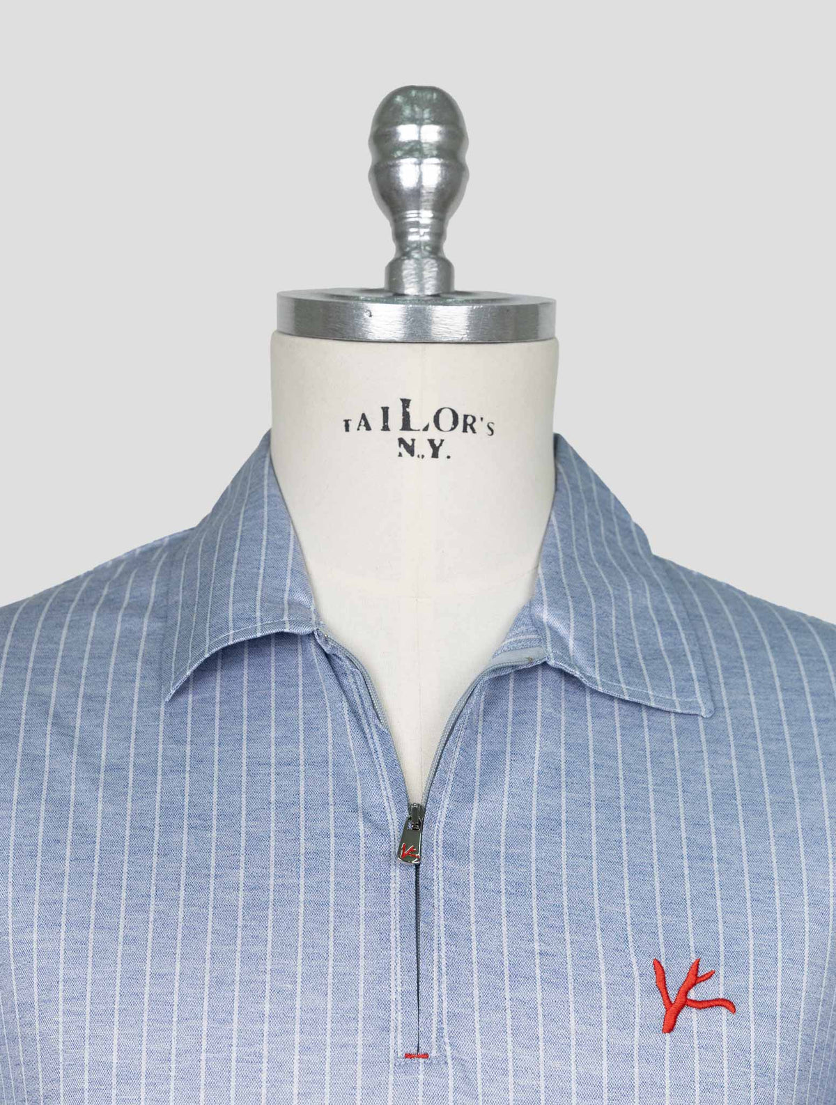 Isaia Light Blue White Cotton Polo 4