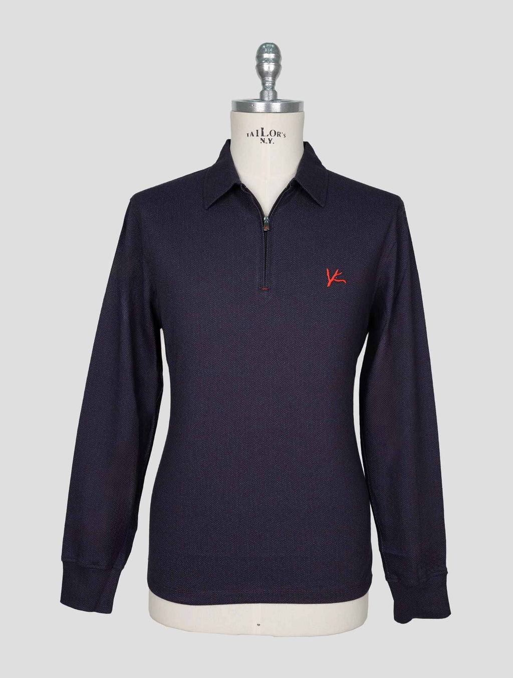 Isaia Blue Cotton Sweater Polo 1