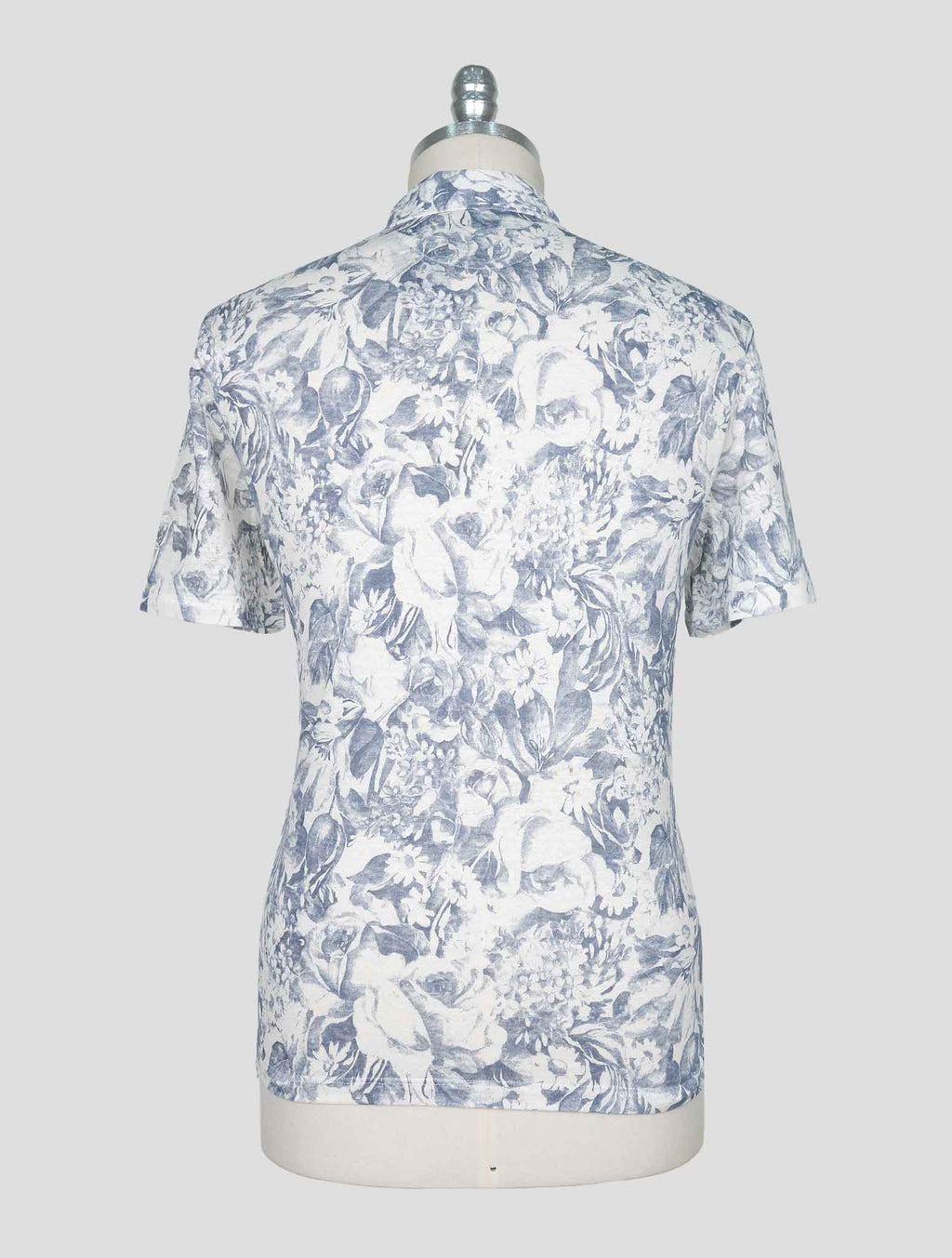 Isaia Blue White Linen Polo 3