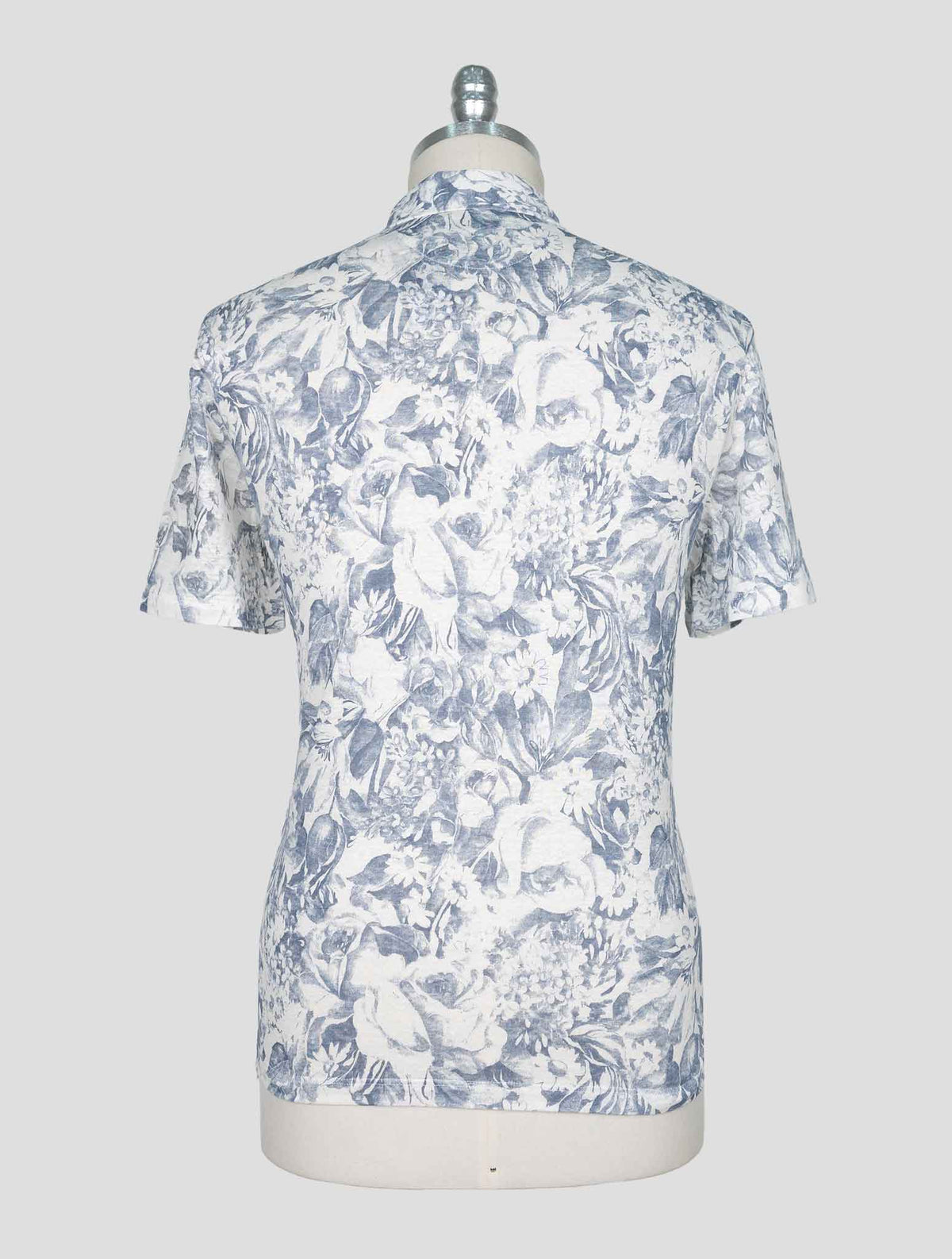 Isaia Blue White Linen Polo 3