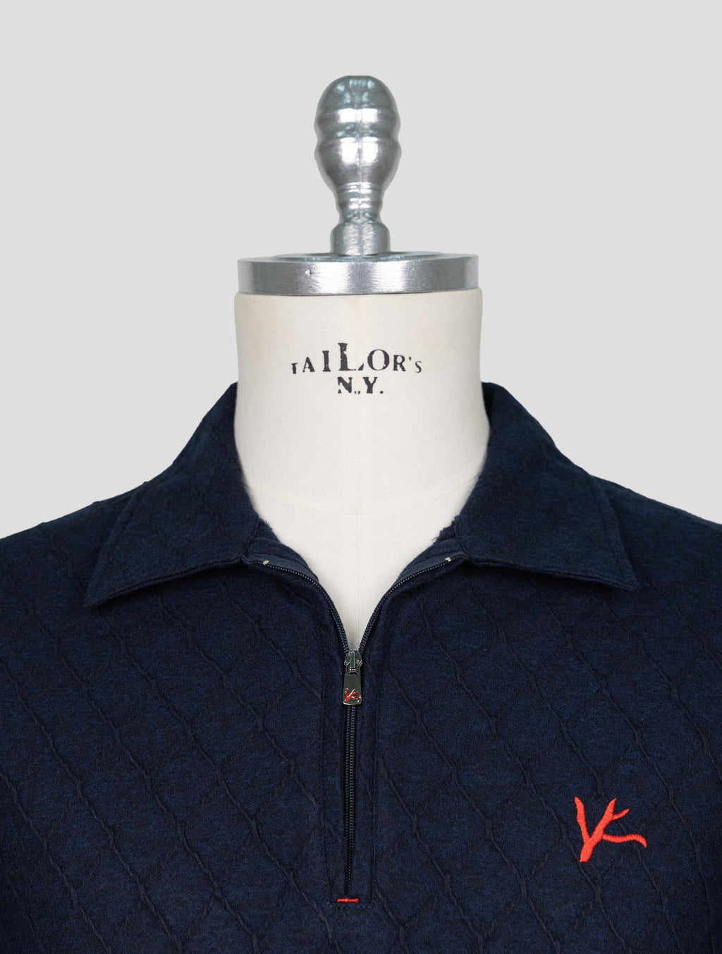 Isaia Blue Wool Cotton Sweater Polo 4