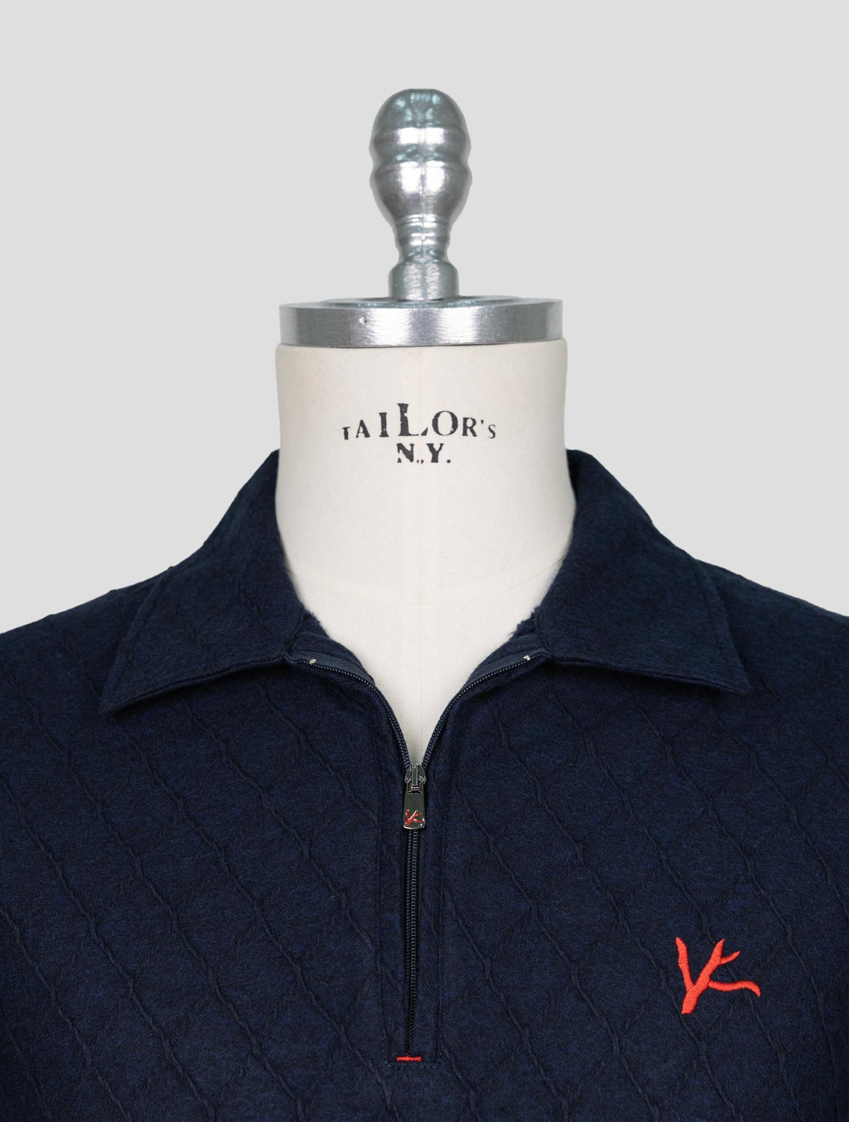 Isaia Blue Wool Cotton Sweater Polo 4