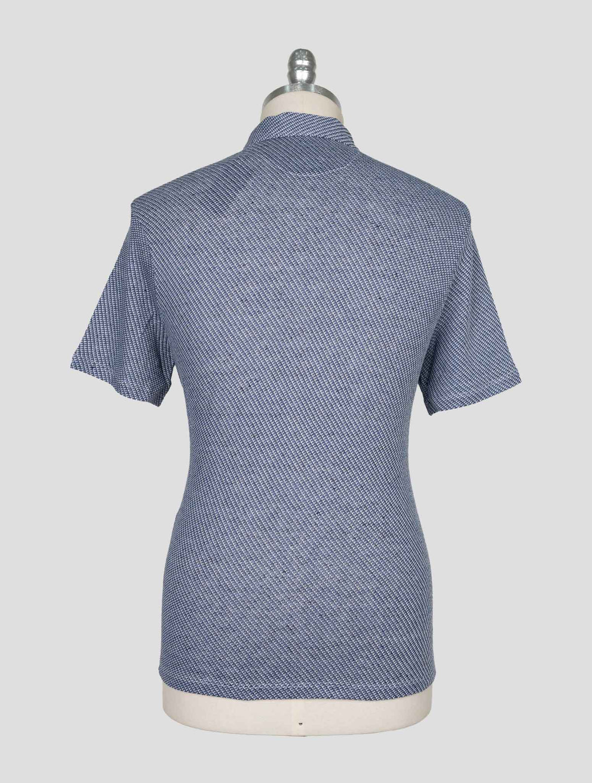 Isaia Blue White Cotton Linen Polo 3