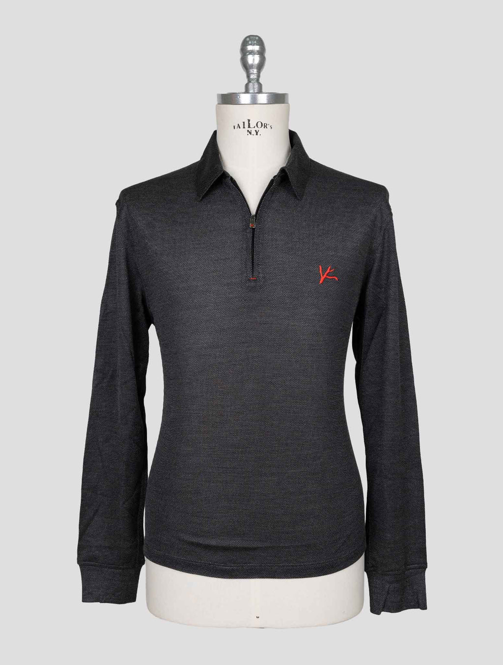 Isaia Dark Gray Silk Sweater Polo 1