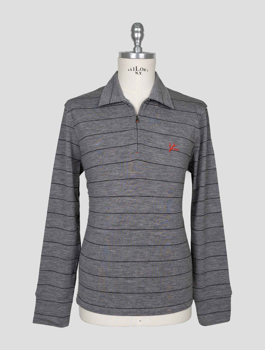 Isaia  Gray Wool Ea Sweater Polo 1