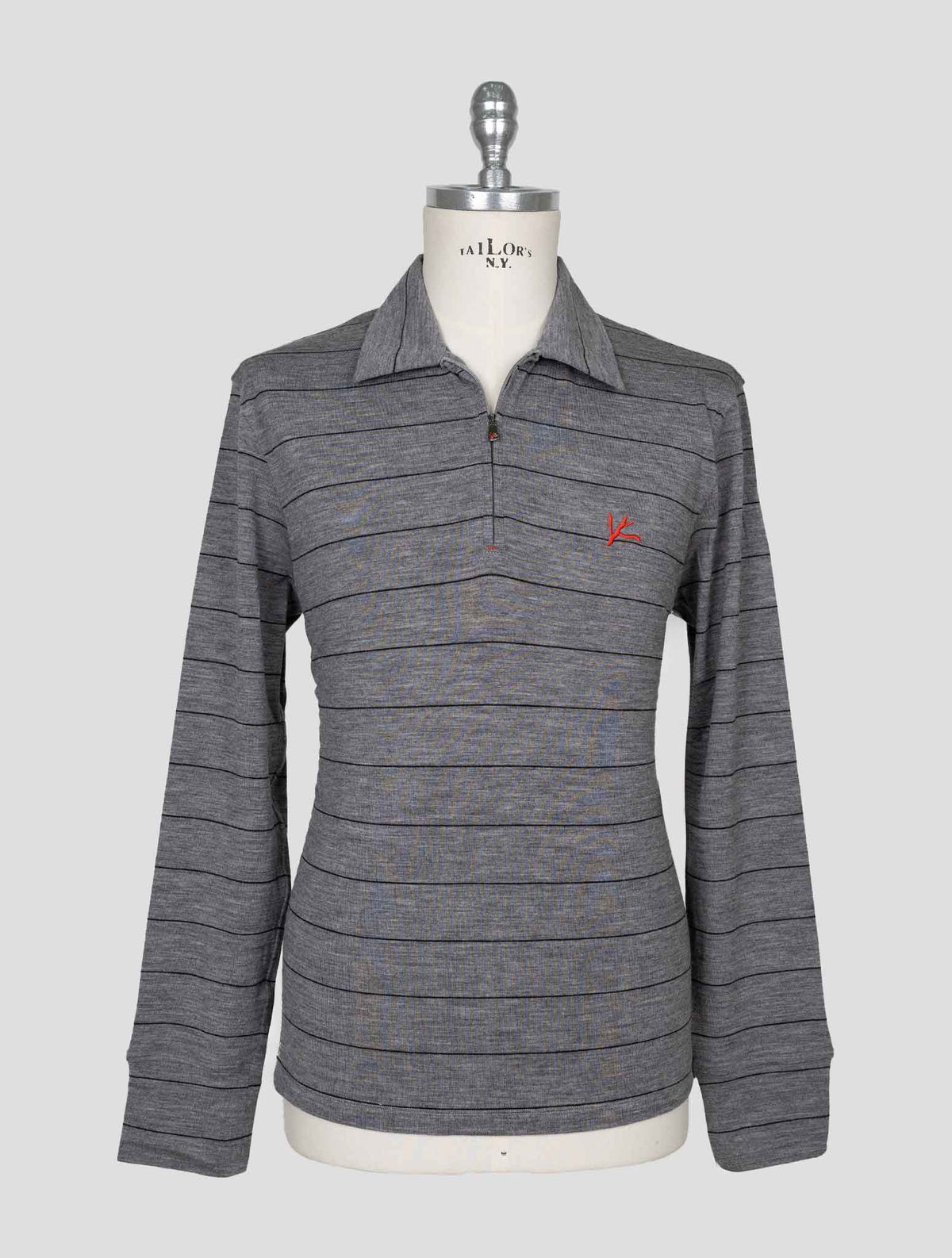 Isaia  Gray Wool Ea Sweater Polo 1