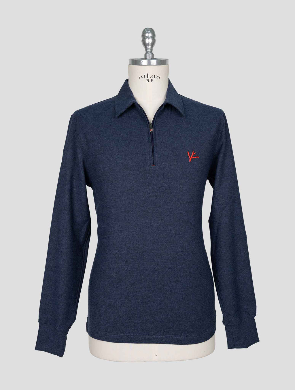 Isaia Blue Cotton Sweater Polo 1