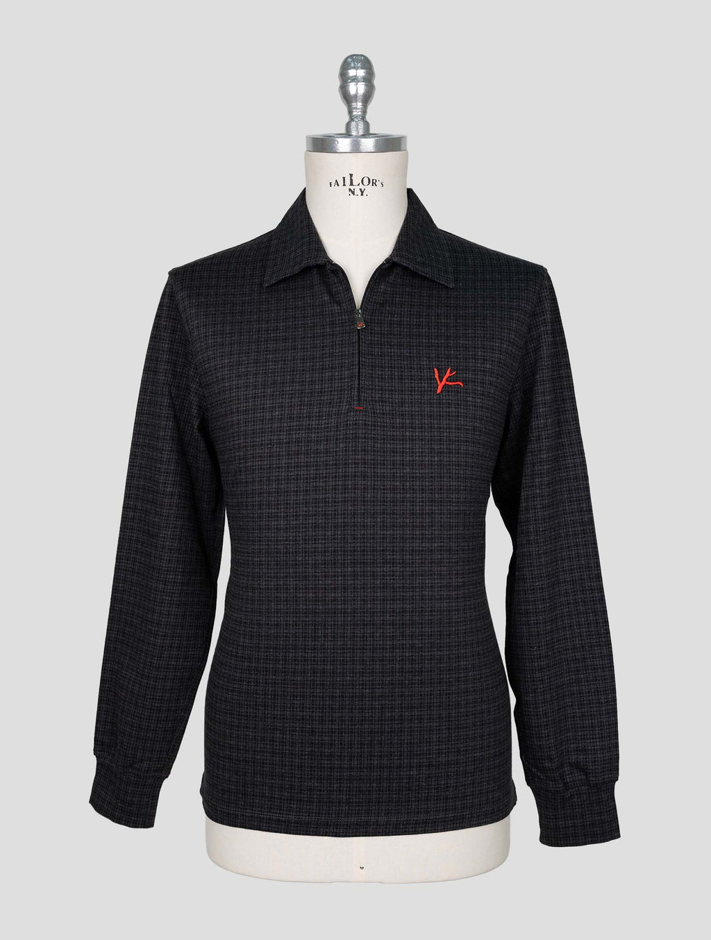 Isaia Dark Gray Cotton Sweater Polo 1