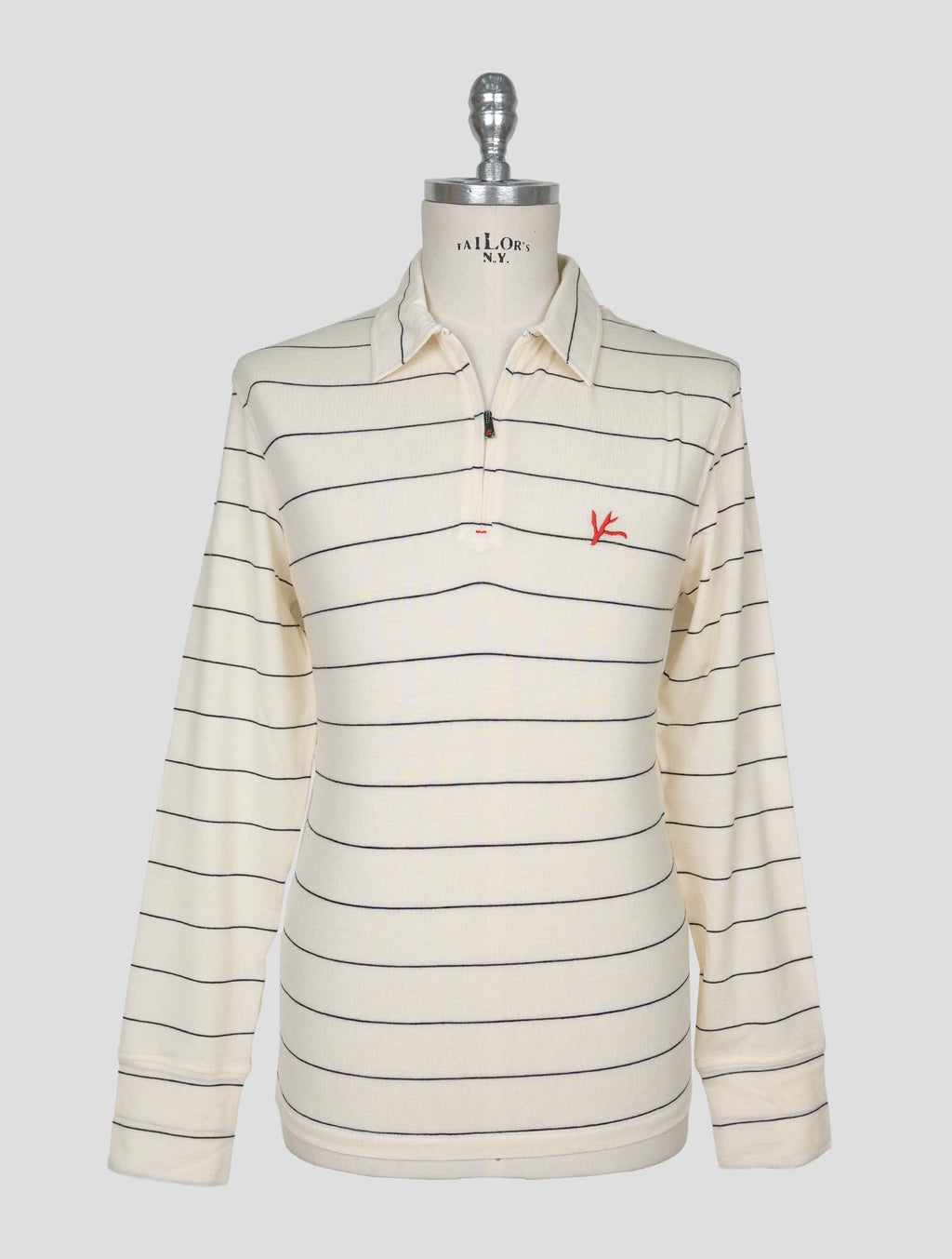 Isaia  Blue White Wool Ea Sweater Polo 1