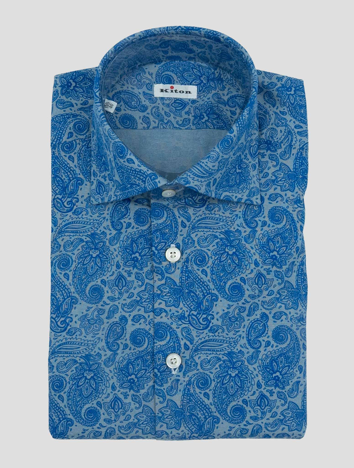 Kiton Blue Light Blue Cotton Shirt 1