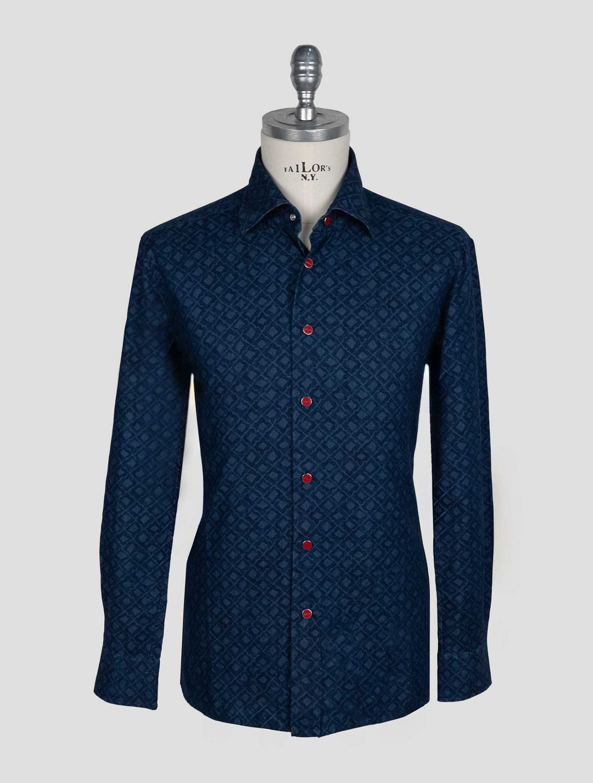 Kiton Blue Cotton Shirt 1
