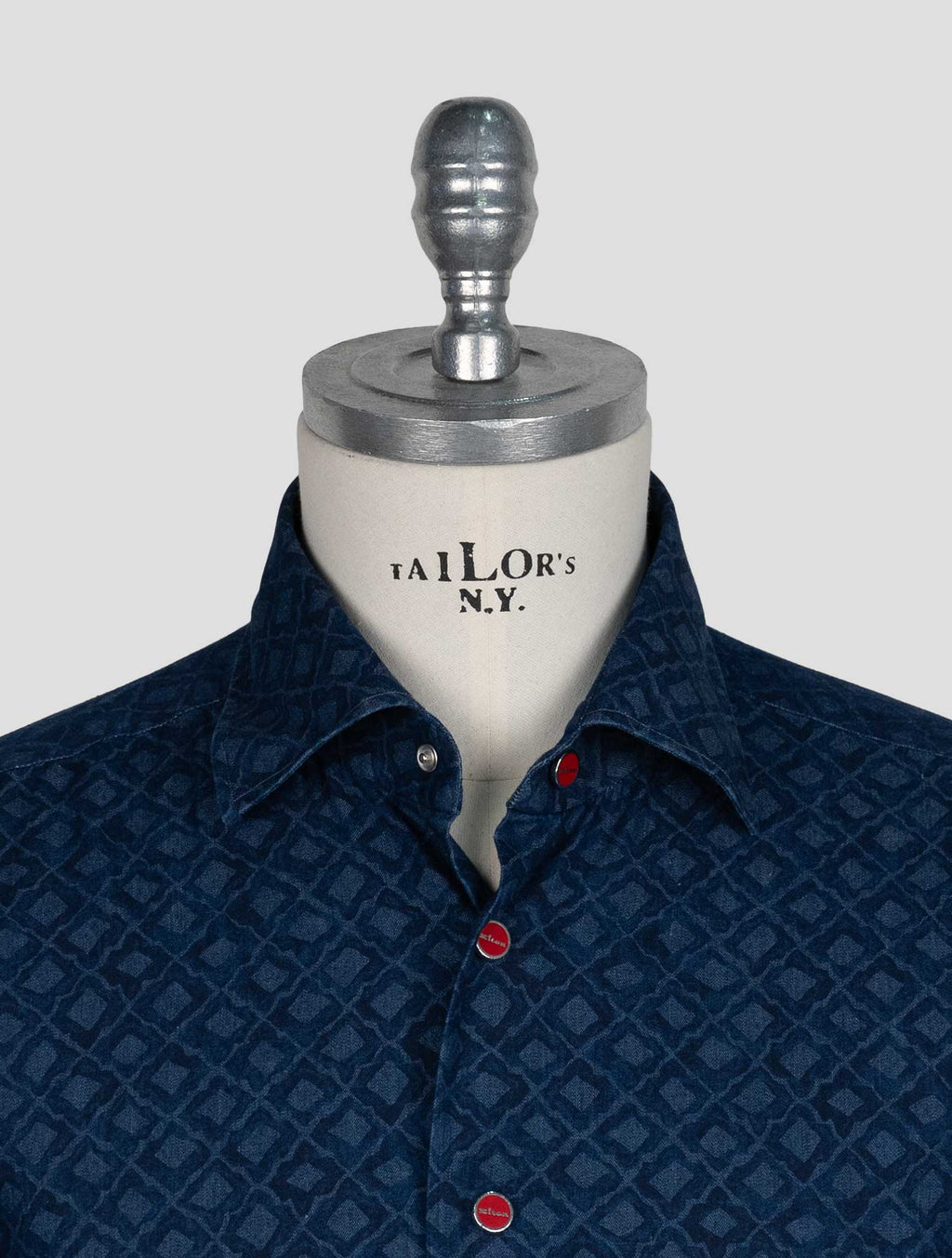 Kiton Blue Cotton Shirt 4