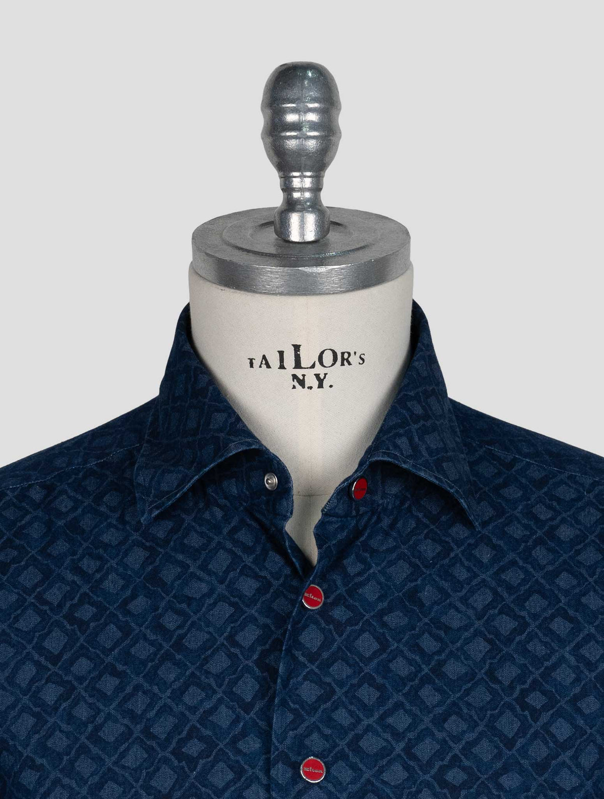 Kiton Blue Cotton Shirt 4