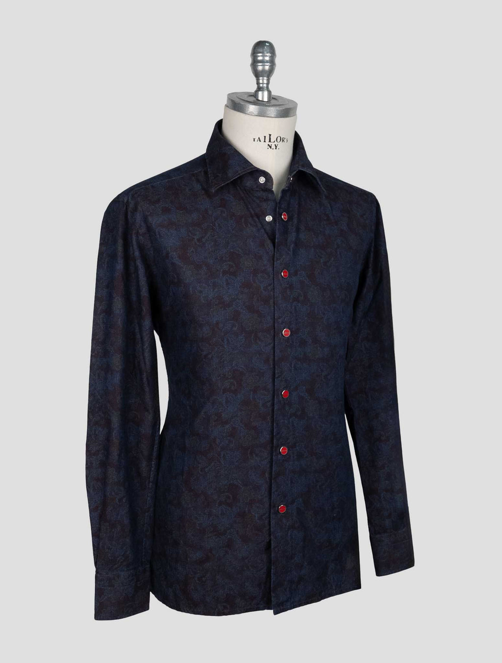 Kiton Blue Burgundy Cotton Shirt 2