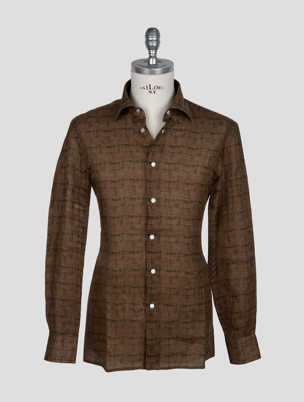 Kiton Brown Linen Shirt 1