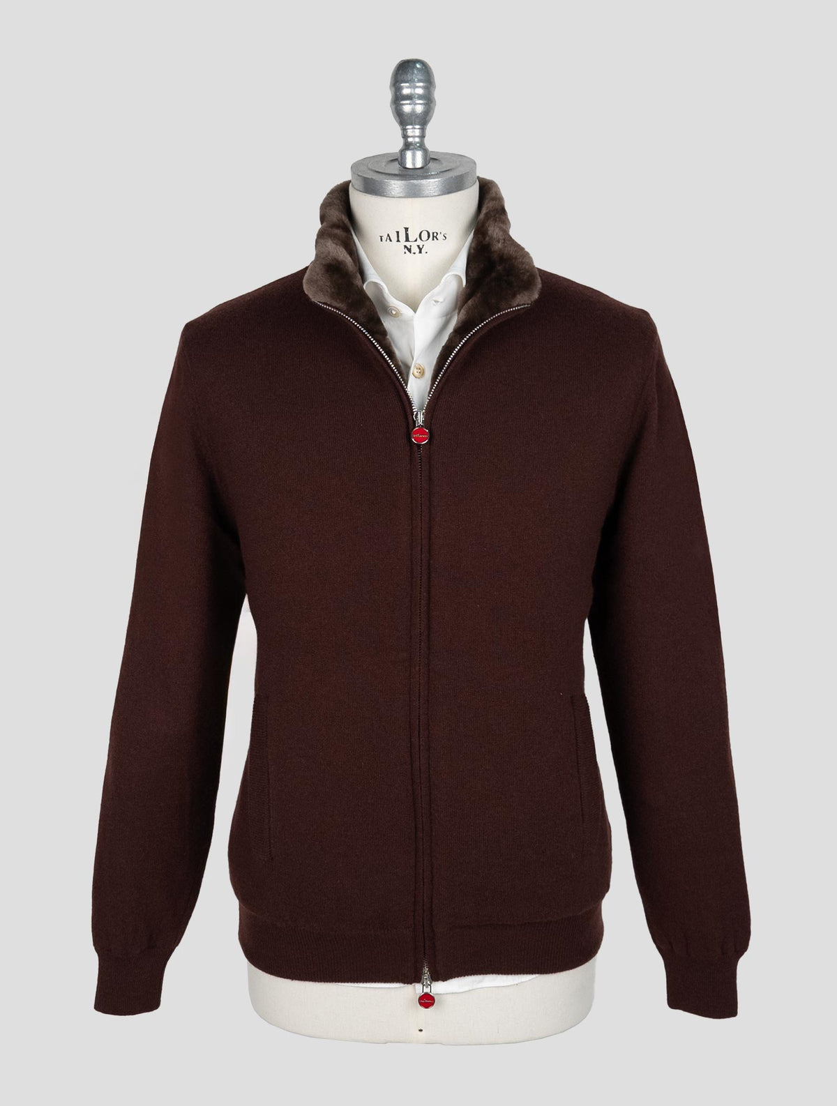 Kiton Burgundy Cashmere Sheepskin fur Coat 1