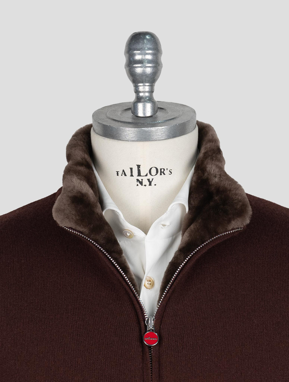 Kiton Burgundy Cashmere Sheepskin fur Coat 4