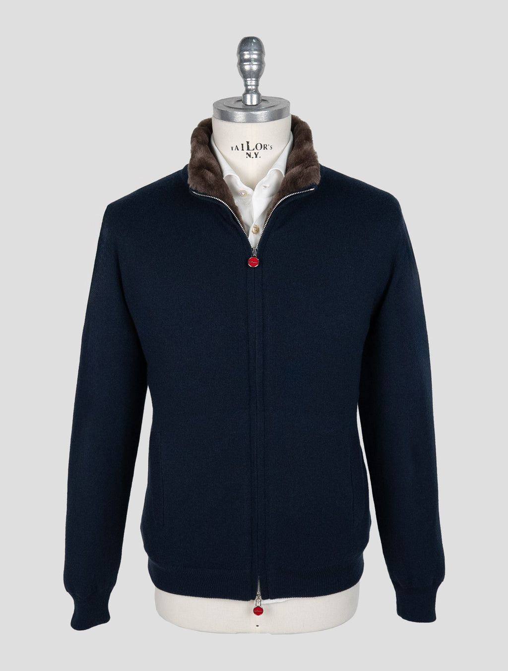 Kiton Blue Cashmere Sheepskin fur Coat 1