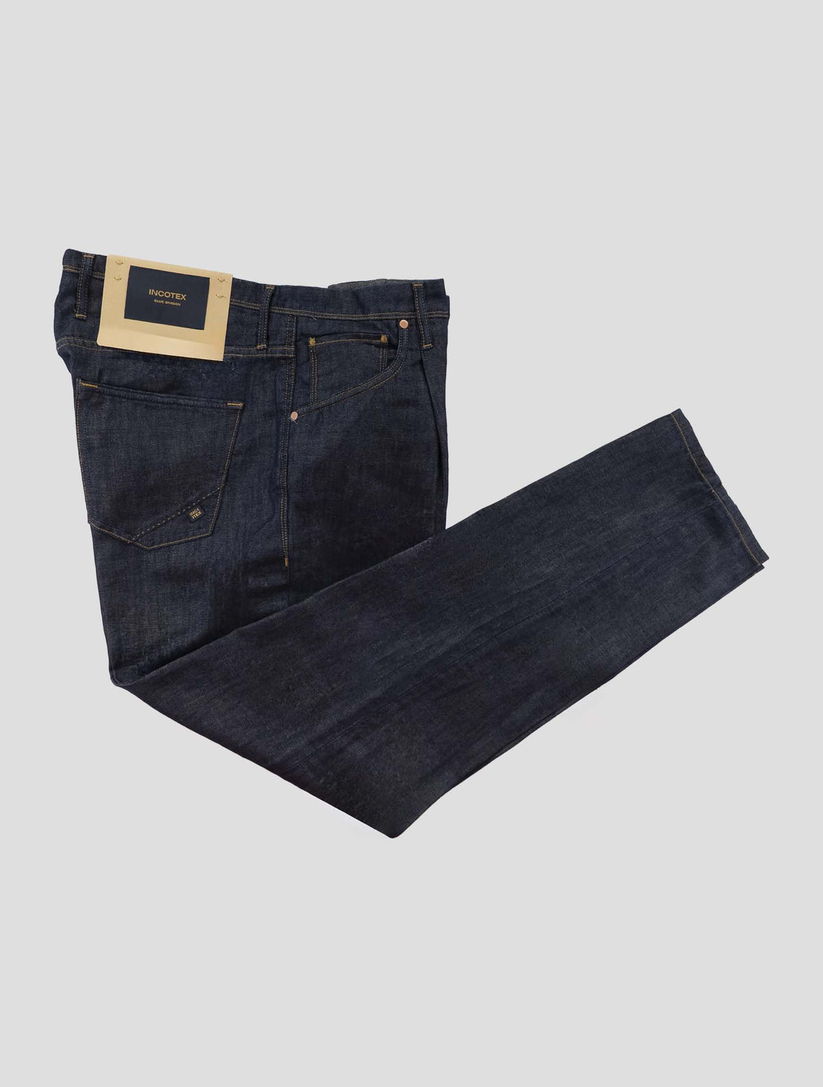 Incotex Dark Blue Cotton Linen Jeans 1