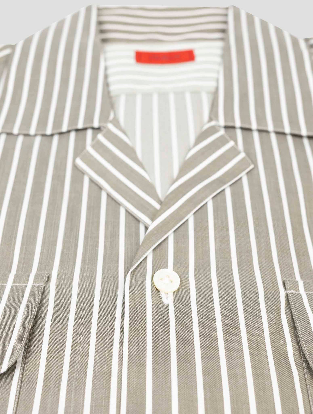 Isaia Green White Cotton Short Sleeve shirt 2