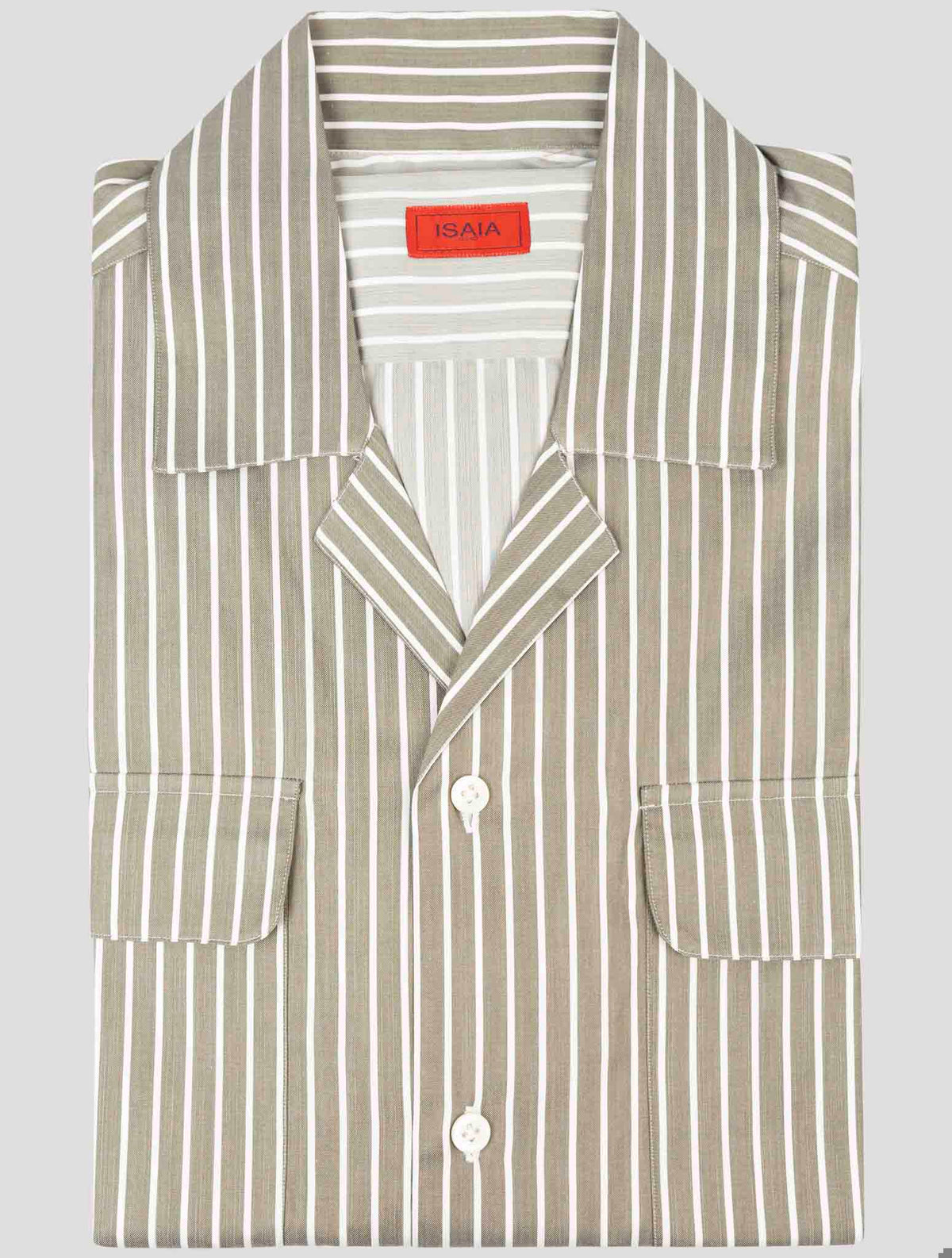 Isaia Green White Cotton Short Sleeve shirt 3