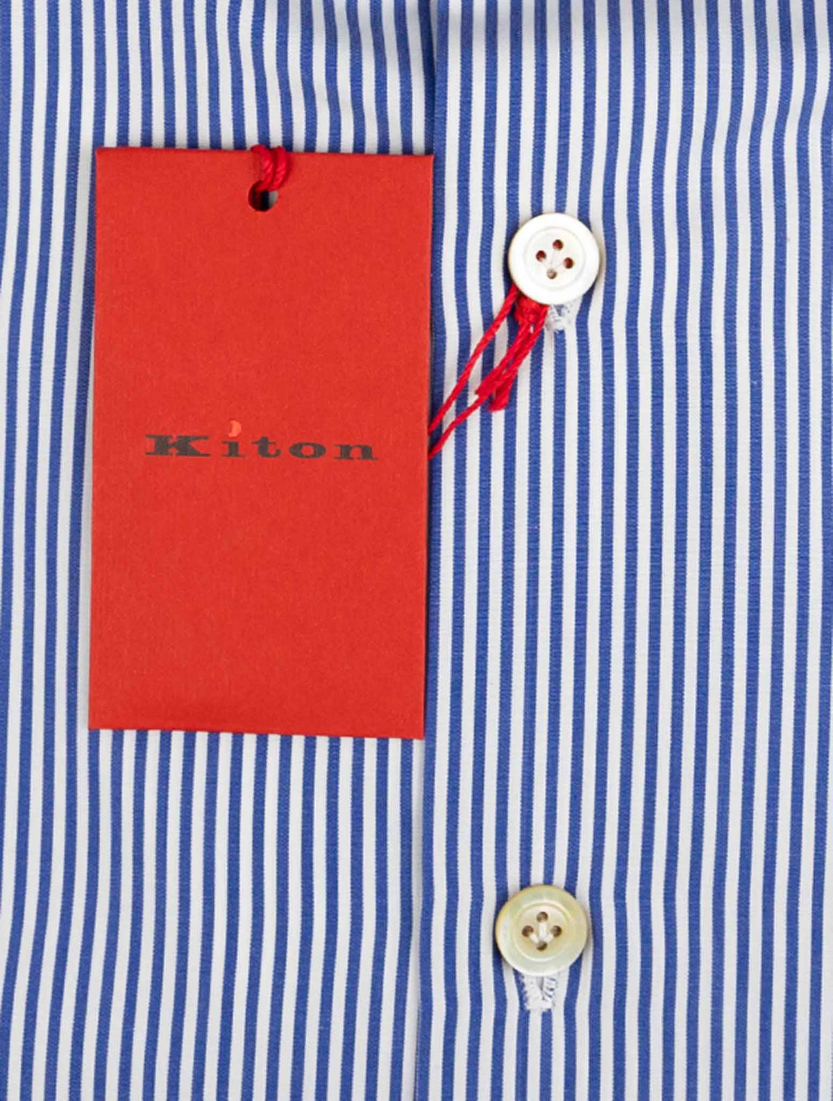 Kiton Blue White Cotton Shirt 3