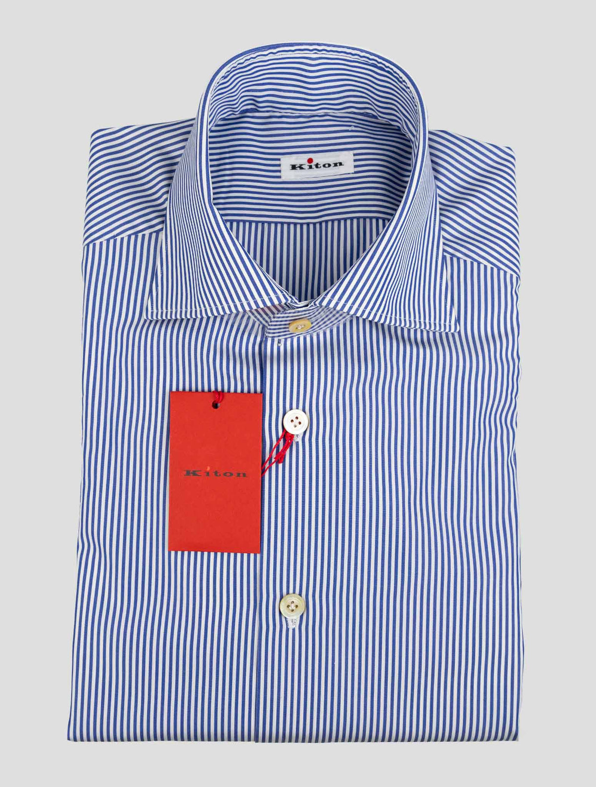 Kiton Blue White Cotton Shirt 4