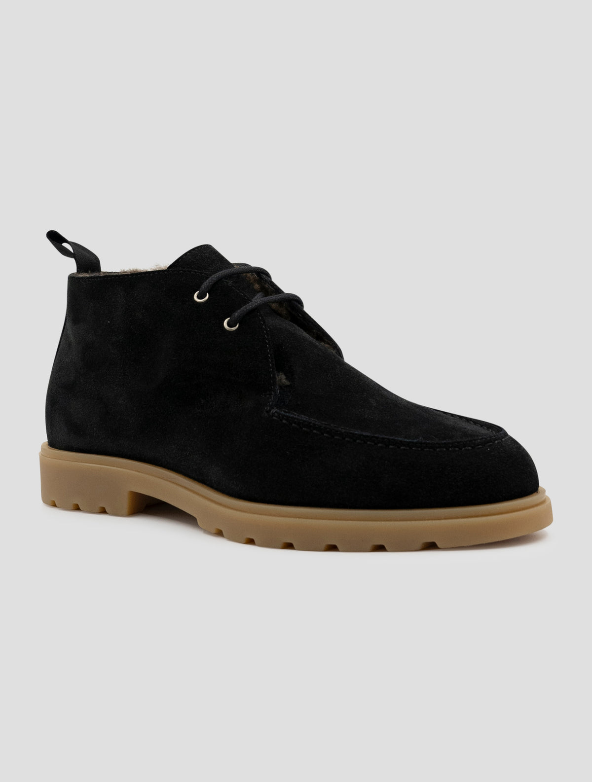Kiton Black Leather Shearling Boots 2