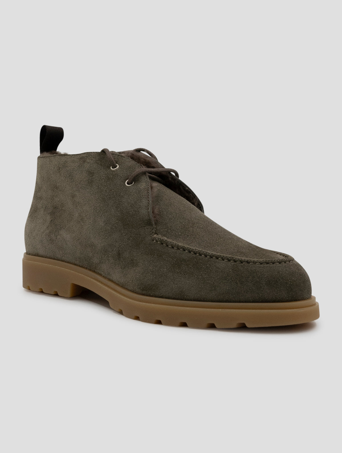 Kiton Taupe Leather Shearling Boots 2