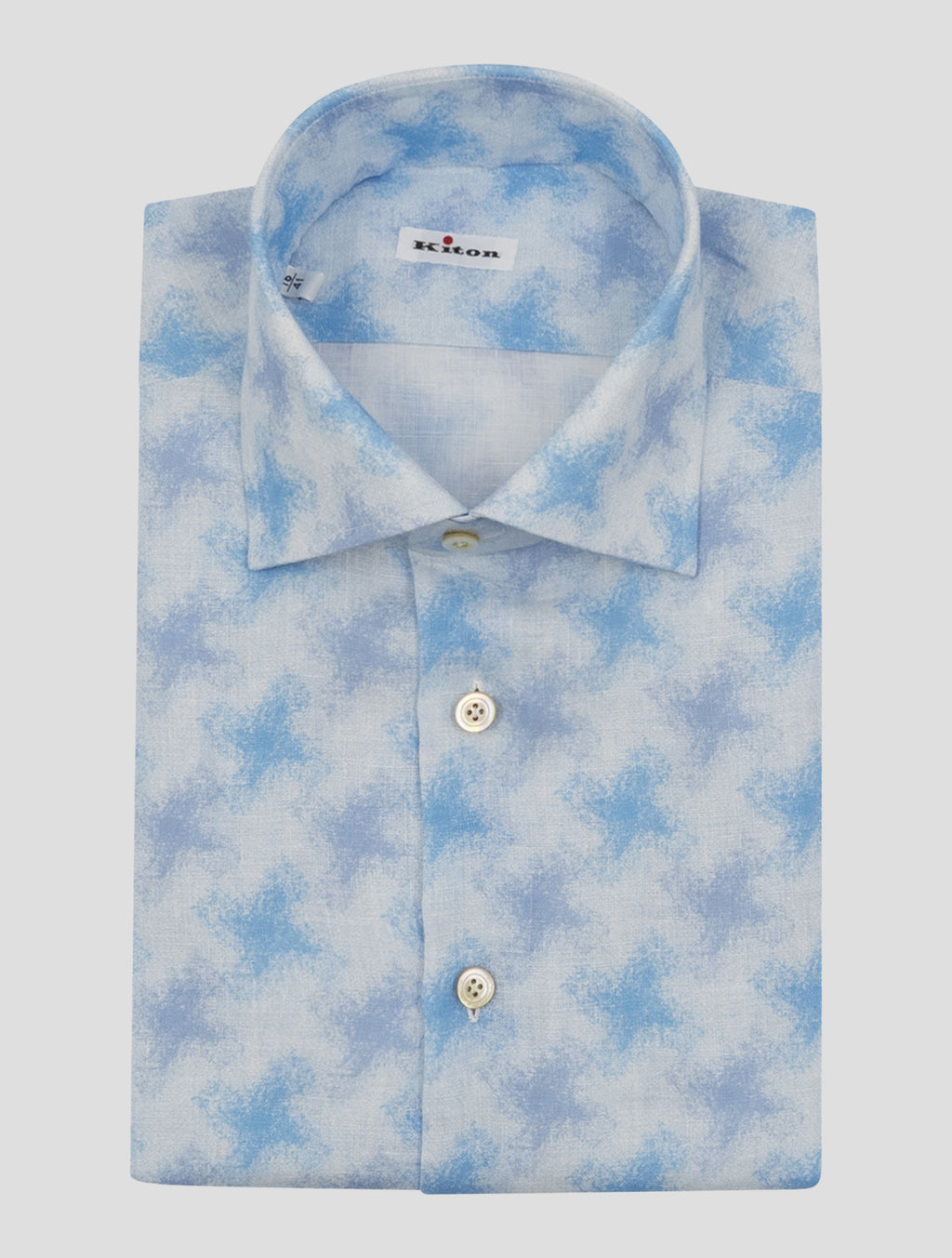Kiton Light Blue White Linen Shirt 1