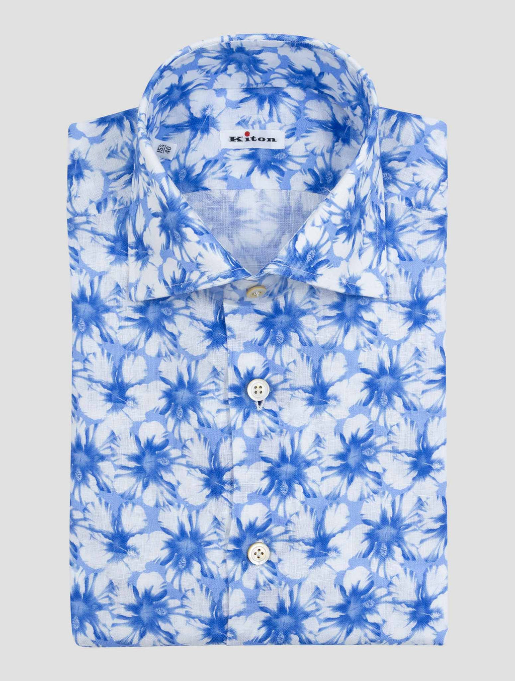 Kiton Blue White Linen Shirt 1