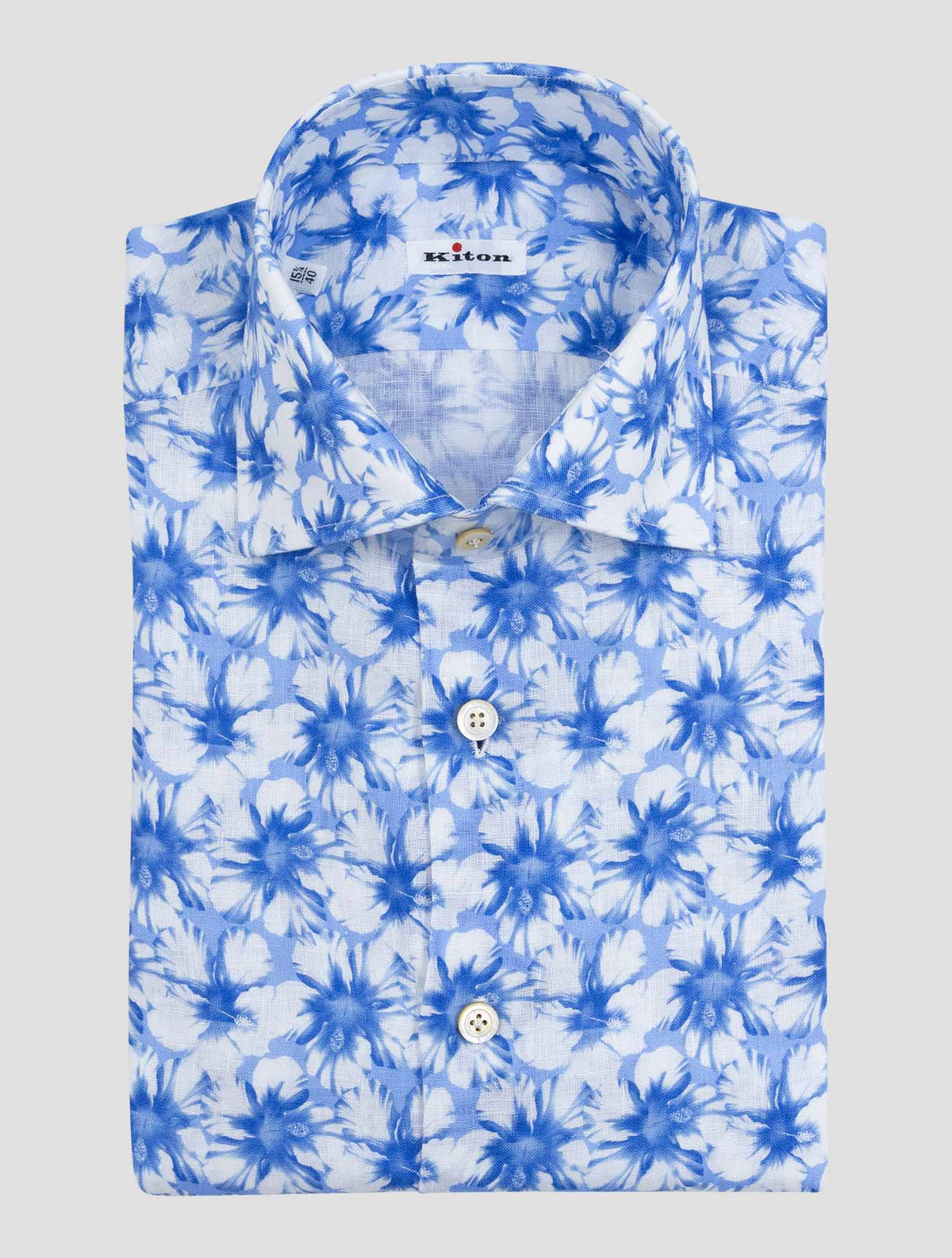 Kiton Blue White Linen Shirt 1