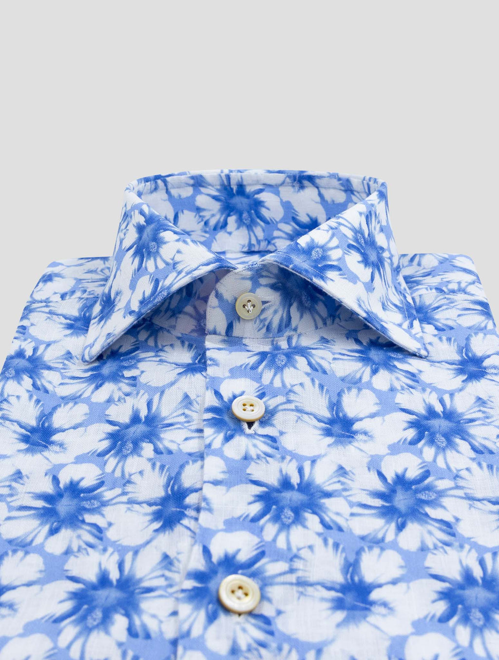 Kiton Blue White Linen Shirt 2