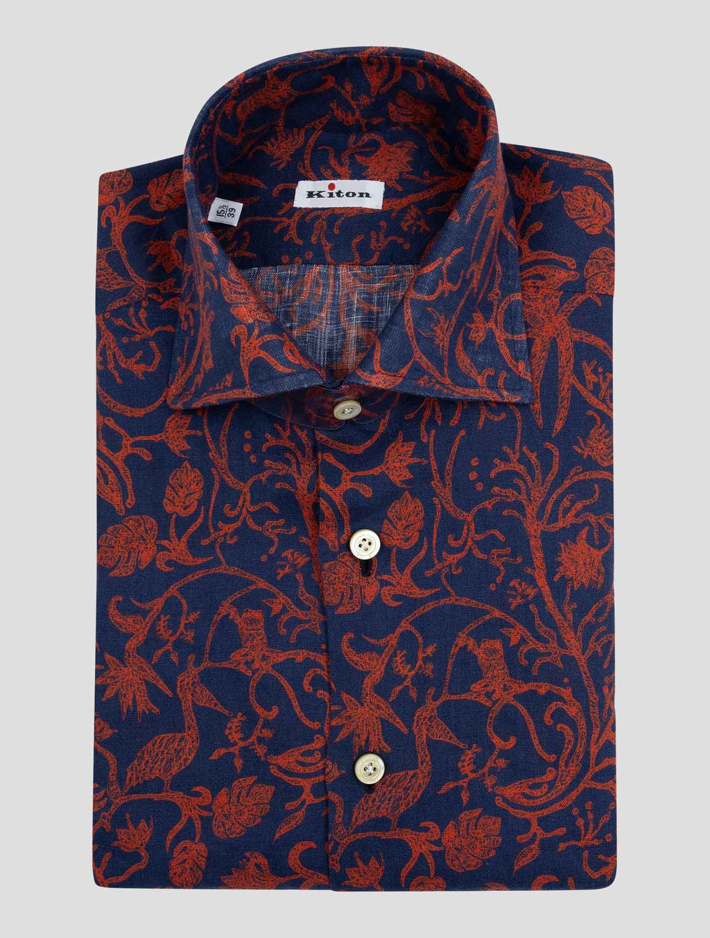Kiton Blue Red Linen Shirt 1
