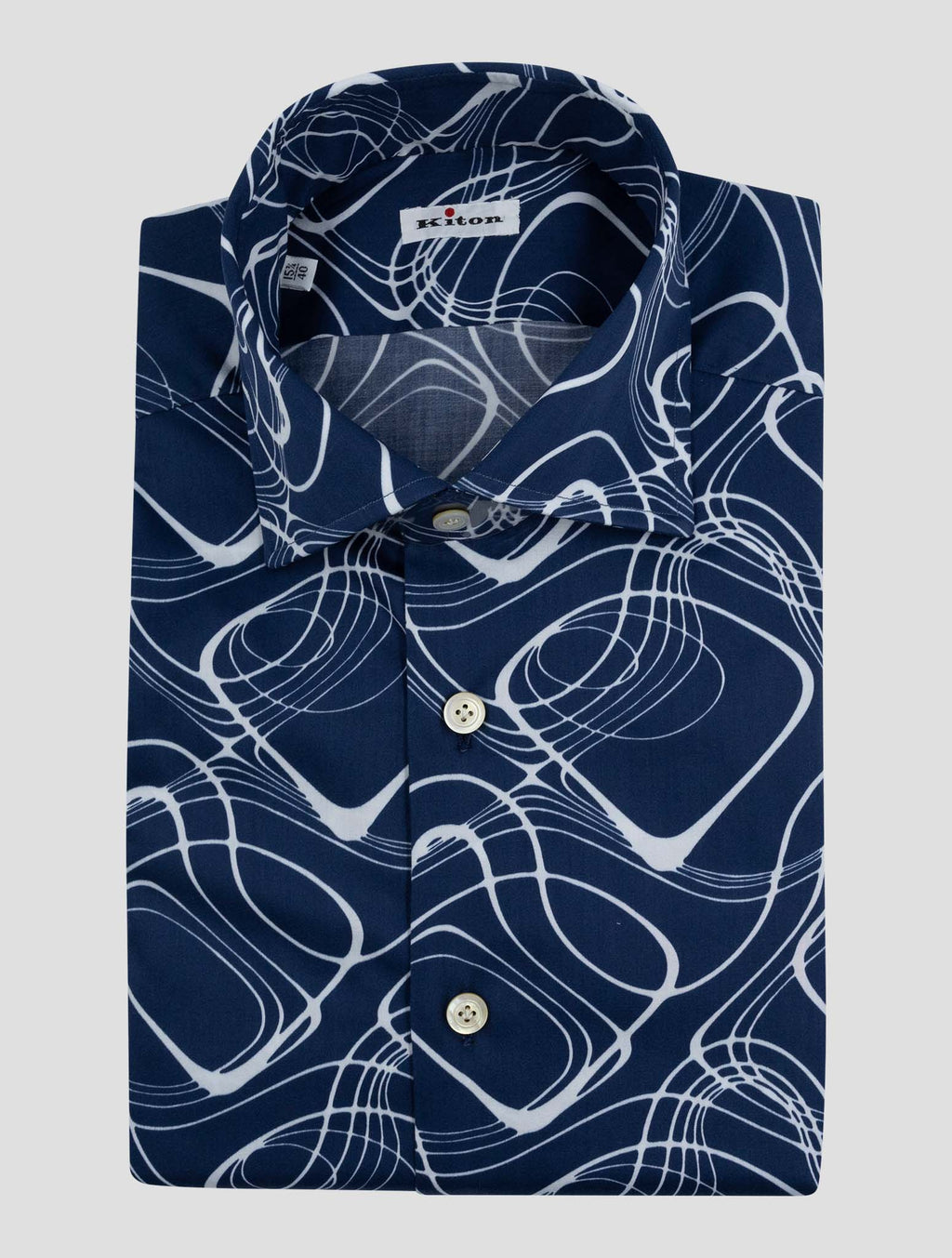 Kiton Blue White Cotton Ea Shirt 1