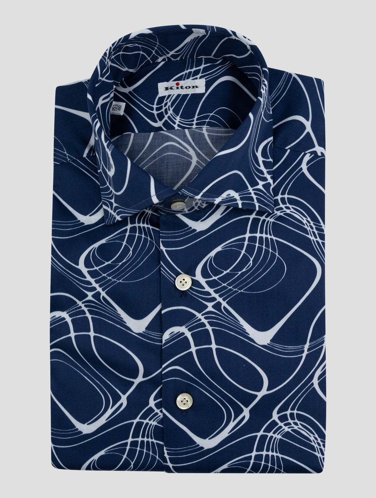 Kiton Blue White Cotton Ea Shirt 1