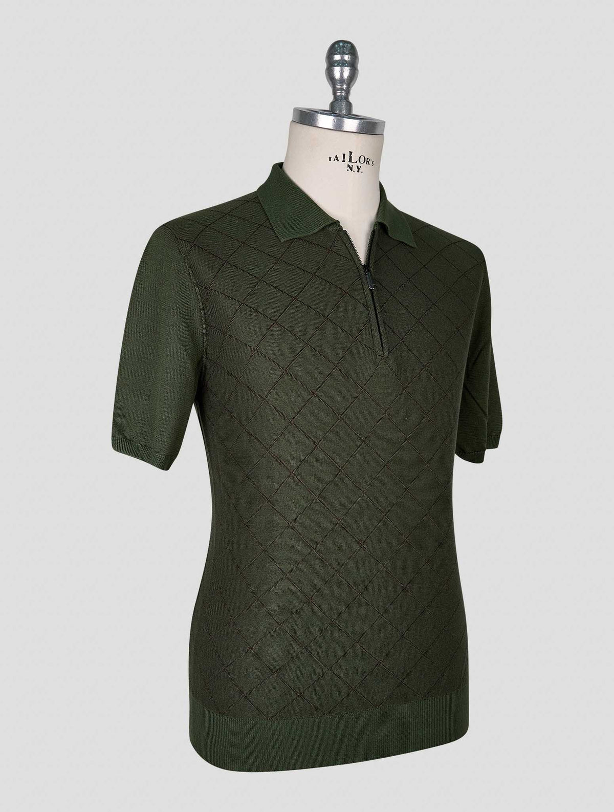 Cesare AttolinI Green Burgundy Silk Polo Half Zip 2