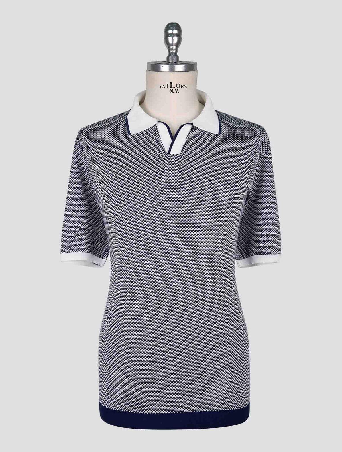 Cesare Attolini Blue White Cotton Polo 1